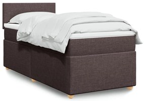 vidaXL Κρεβάτι Boxspring με Στρώμα Σκούρο Καφέ 90x200 εκ. Υφασμάτινο