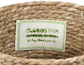 GloboStar® Artificial Garden PATMOS 20271 Διακοσμητικό Πλεκτό Καλάθι - Κασπώ Γλάστρα - Flower Pot Μπεζ Φ25cm x Υ19cm