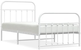 vidaXL Πλαίσιο Κρεβατιού με Κεφαλάρι&Ποδαρικό Λευκό 100x190εκ. Μέταλλο