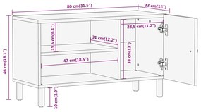 Έπιπλο Τηλεόρασης 80 x 33 x 46 εκ. από Μασίφ Ξύλο Ακακίας - Καφέ