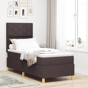 vidaXL Κρεβάτι Box Spring με Στρώμα & LED Σκούρο Καφέ 80x200 εκ.