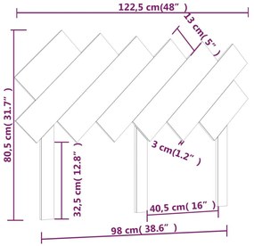 Κεφαλάρι Κρεβατιού Λευκό 122,5x3x80,5 εκ. από Μασίφ Ξύλο Πεύκου - Λευκό