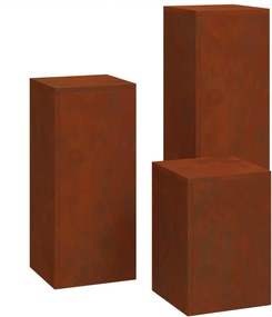 vidaXL Βάση φυτών 3 pcs Σκ rusty Ατσάλι Σκληρυθέν στον Αέρα