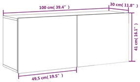 Ντουλάπι Τοίχου Τηλεόρασης Γκρι Sonoma 100 x 30 x 41 εκ. - Γκρι