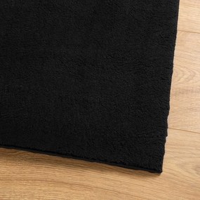 vidaXL Χαλί HUARTE Μαύρο 80 x 750 cm 100% Πολυεστέρας Επίπεδος