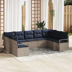 vidaXL Σετ Καναπέ με μαξιλάρι 9 pcs Γκρι συνθετικό ρατάν