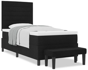 vidaXL Κρεβάτι Box Spring με Στρώμα & Πάγκο Μαύρο 80x200 εκ. Ύφασμα