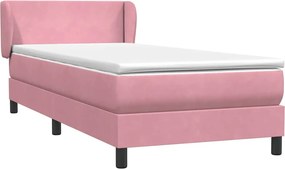 vidaXL Box Spring κρεβάτι με στρώμα ροζ 90x210 εκ. Βελούδινο