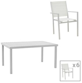 Τραπεζαρία Κήπου Zacreta-Kliton 200-000878 (Σετ 7Τμχ) White 7 Θέσεων