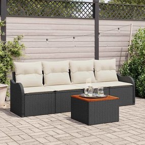vidaXL Σετ Καναπέ Κήπου 5 pcs Μαύρο Πολυ ράταν