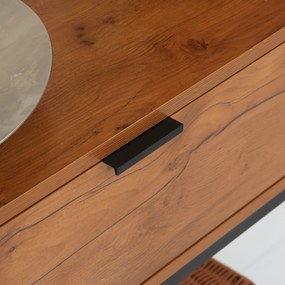 HOMCOM Τραπέζι κονσόλας σε βιομηχανικό στυλ, βοηθητικό τραπέζι, μπουφές, 1 συρτάρι, Καφέ + Μαύρο