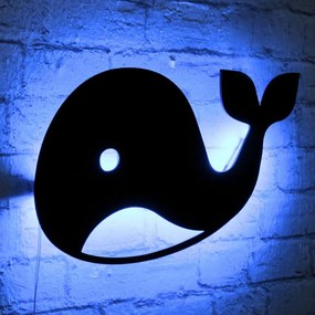 Διακοσμητικό Τοίχου Με Φως Led Baby Whale 395NGR1833 45x25cm Blue-Black Wallity Mdf