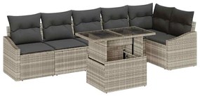 vidaXL Σετ Καναπέ Κήπου με μαξιλάρι 7 pcs Μπεζ, Μαύρο 100 x 55 x 73 εκ