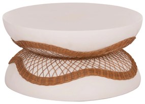 ΤΡΑΠΕΖΙ ΣΑΛΟΝΙΟΥ ANNA HM18157.02 FIBER CEMENT ΛΕΥΚΟ-ΦΥΣΙΚΟ RATTAN--Φ92x44.5Υεκ