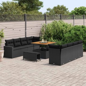 vidaXL Σετ Καναπέ Κήπου 11 pcs Μαύρο συνθετικό ρατάν