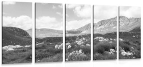 Εικόνα 5 τμημάτων Κοιλάδα στο Μαυροβούνιο σε ασπρόμαυρο