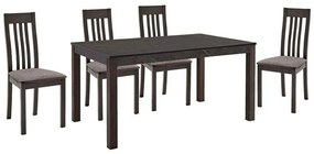 Τραπεζαρία Sabinio (Σετ 5Τμχ) Ε7878,1S 135x80x75cm Dark Walnut-Beige 4 Θέσεων Wood, Fabric