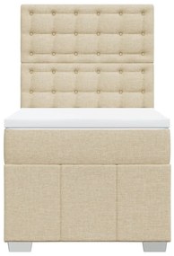 Κρεβάτι Boxspring με Στρώμα Κρεμ 80 x 200 εκ. Υφασμάτινο - Κρεμ