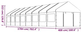 Κιόσκι με Τέντα Λευκό 17,84 x 4,08 x 3,22 μ. από Πολυαιθυλένιο - Λευκό