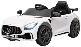 Ηλεκτρικό αυτοκίνητο για παιδιά AIYAPLAY, Mercedes, 3-5 χλμ/ώρα, τηλεχειριστήριο, φως & μουσική, Λευκό