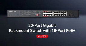 MERCUSYS rackmount switch MS120GP, 20x Gigabit θύρες, PoE+, V1.0