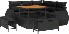 vidaXL Σετ Καναπέ Κήπου 8 pcs Μαύρο συνθετικό ρατάν