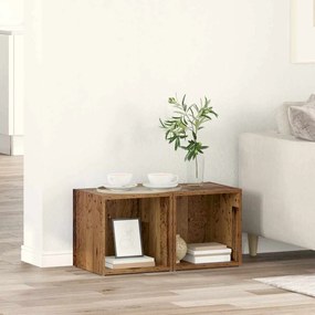 vidaXL Ντουλάπι TV 2 pcs Καφέ 37 x 35 x 37 εκ Επεξεργασμένο ξύλο