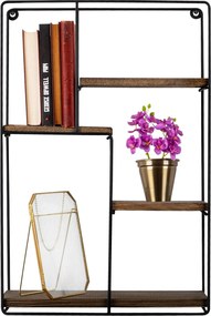 Ράφι Τοίχου Μαύρο / Καρυδιά LOTUS 60x15x40