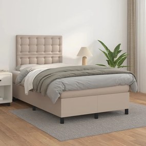 vidaXL Κρεβάτι Boxspring με Στρώμα Καπουτσίνο 120x200εκ.από Συνθ.Δέρμα