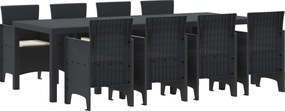 vidaXL Σέτ φαγητού για κήπο 9 pcs Ανθρακί Πολυπροπυλένιο