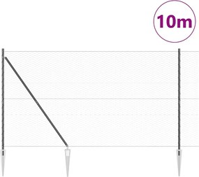vidaXL Εξωτερική εξάγωνη περίφραξη με στήλη 10 x 1,6 m Γκρι Δίχτυ
