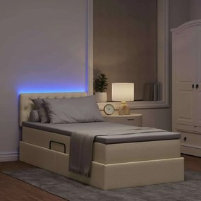 vidaXL LED Κρεβάτι αποθήκευσης με στρώμα Κρέμ 100 x 200 cm Ύφασμα