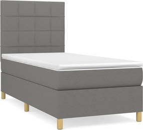 vidaXL Κρεβάτι Boxspring με Στρώμα Σκούρο Γκρι 80x200 εκ. Υφασμάτινο
