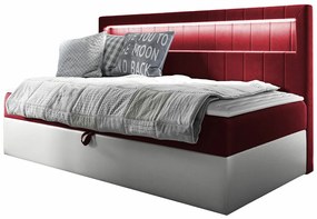 Κρεβάτι continental Baltimore 168, Μονόκλινο, Continental, Κόκκινο, 100x200, Οικολογικό δέρμα, Ταπισερί, Τάβλες για Κρεβάτι, 112x202x115cm, 83 kg