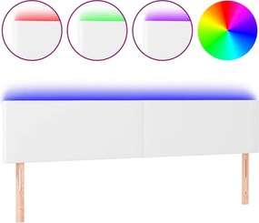 vidaXL Κεφαλάρι Κρεβατιού LED Λευκό 200x5x78/88 εκ. Συνθετ. Δέρμα