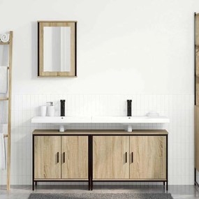 vidaXL Σετ Επίπλων Μπάνιου με ράφι με πόρτα 3 pcs Καφέ 60 x 30 x 60 cm