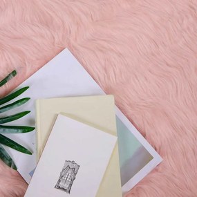 vidaXL Ψεύτικο Δέρμα Προβάτου Χαλί Tafalla Ροζ 50 x 80 cm Πολυεστέρας