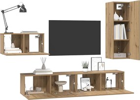 vidaXL Σετ επίπλου τηλεόρασης 4 τμχ. Artisan Oak Επεξεργασμένο Ξύλο
