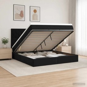 vidaXL Κρεβάτι Ottoman με στρώμα Μαύρο 180 x 200 cm Βελούδο