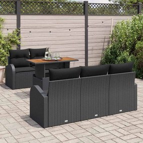 vidaXL Σετ Καναπέ Κήπου με αποθήκευση 6 pcs Μαύρο Πολυ ράταν