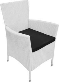 vidaXL Σετ Τραπεζαρίας Εξωτ. Χώρου 9 τεμ. Λευκό Κρεμ Συνθετικό Ρατάν