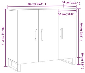 Ντουλάπι Καφέ Δρυς 90 x 34 x 80 εκ. από Επεξεργασμένο Ξύλο - Καφέ