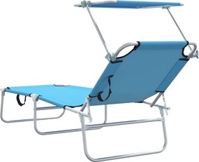 vidaXL Ξαπλώστρα 2 pcs Λαμπερό Μπλε 58 x 188 x 77 εκ. Πολυεστέρας