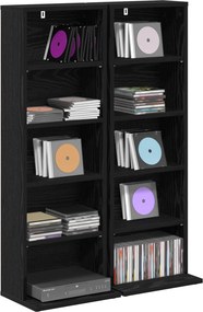 vidaXL Ντουλάπα CD 2 τμχ. Μαύρη Δρυς 33 x 23,5 x 97,5 εκ.
