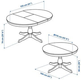 INGATORP/SKOGSBO τραπέζι και 4 καρέκλες, 110/155 cm 995.150.95