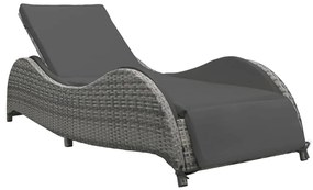 vidaXL Ξαπλώστρα Ανθρακί από Συνθετικό Ρατάν με Μαξιλάρι