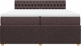vidaXL Κρεβάτι Boxspring με Στρώμα Σκούρο Καφέ 200x200 εκ. Υφασμάτινο