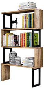 Βιβλιοθήκη HM8867.01 80x22x128cm Walnut-Black Μελαμίνη