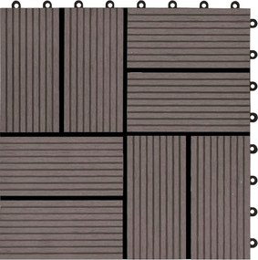 vidaXL Πλάκα Κατασκευής 22 pcs Σκούρο Καφέ 30 x 30 cm WPC