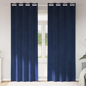 vidaXL Κουρτίνες με κουρτίνες 2 pcs Σκούρο Μπλε 140 x 245 cm Βελούδο